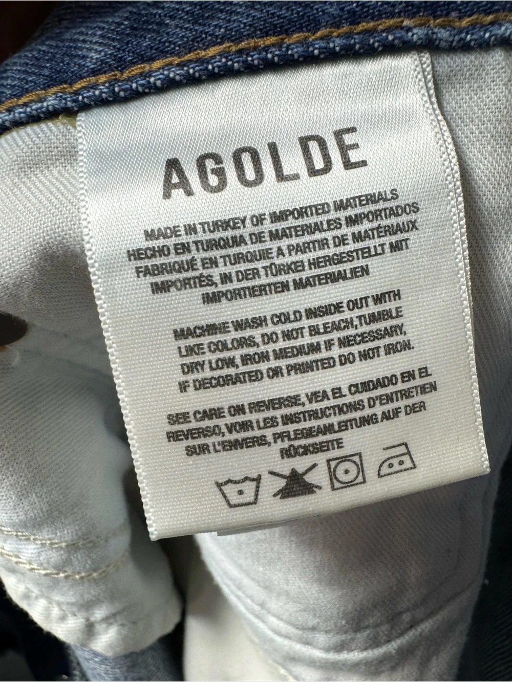 AGOLDE Parker Long Cutoff Denim Jeans Jorts Skywave Medium Blue Wash 32 $148